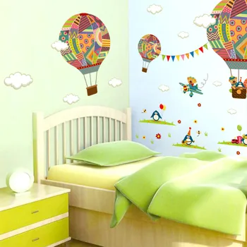 Desene animate noi cu balonul cu aer cald autocolante de perete pentru camera copiilor de grădiniță mediu layout autocolante de perete Amovibil Artă Murală Z824