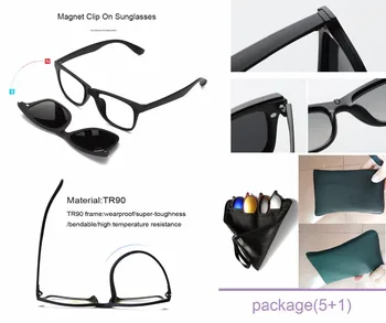 TR90 Clip Pe bărbați ochelari de Soare clip Magnetic ochelari de Soare femei Magnet Clip Optice ochelari Miopie Cadru cu 5 lentile de ochelari de soare