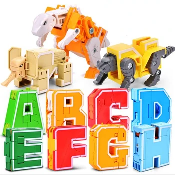 26 limba engleză Scrisoare de Transformare Alfabetul Animalelor-Robot Creative de Învățământ Cifrele de Acțiune Numărul Robot Building Block Model de jucărie