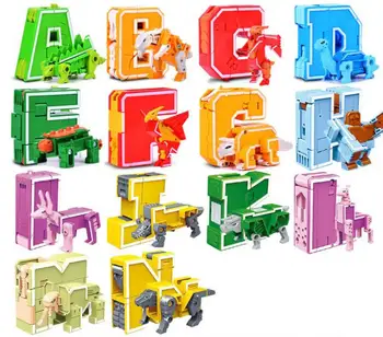 26 limba engleză Scrisoare de Transformare Alfabetul Animalelor-Robot Creative de Învățământ Cifrele de Acțiune Numărul Robot Building Block Model de jucărie