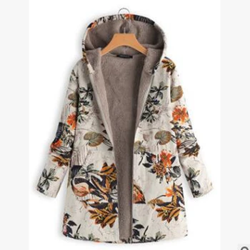 B Cald Jacheta de Iarna de Moda pentru Femei, Plus Dimensiune Lung Haina cu Glugă Deschisă Față de Gros Parka Geaca de Îmbrăcăminte exterioară Palton Abrigos De Mujer