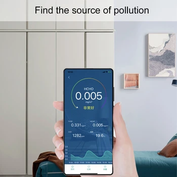 Calitatea aerului Telefon APP Monitor CO2 Formaldehidă TOVC Dioxid de Carbon, Temperatura 62KD