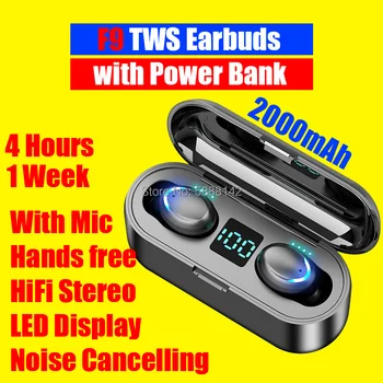 F9 Tws Earbud Power Bank Cască Manos Libres Telefono Oreja Set De Cap În Ureche Căști Auricolari Bluetooth Senza Fili Oortjes
