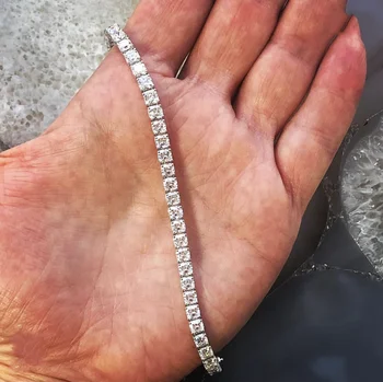 De lux de Logodna Nunta de piatră prețioasă naturale Brățară Bijuterii aur alb 14K umplut 4-8 MM Diamant Rotund Bratari Pentru Femei Barbati
