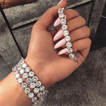 De lux de Logodna Nunta de piatră prețioasă naturale Brățară Bijuterii aur alb 14K umplut 4-8 MM Diamant Rotund Bratari Pentru Femei Barbati