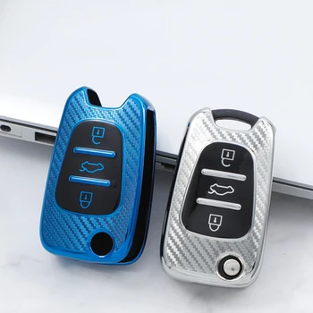 Fibra de Carbon TPU mașină de caz-cheie Pentru Kia Ceed Picanto Sportage Pentru Hyundai i20 i30 ix35 Accesorii Auto telecomanda breloc nou