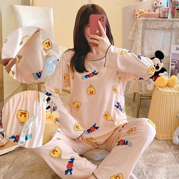 Piept de Somn Haine de Maternitate pentru Femeile Gravide cu Maneca Lunga Sarcina de Iarnă Pijamale Azil de Îmbrăcăminte care Alăptează Pijamale