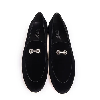 Noua Moda de Metal lucrate Manual Mocasini Barbati Catifea Casual pantofi pentru Bărbați de petrecere si de nunta pantofi rochie Banchet neagra dimensiune 47 transport Gratuit