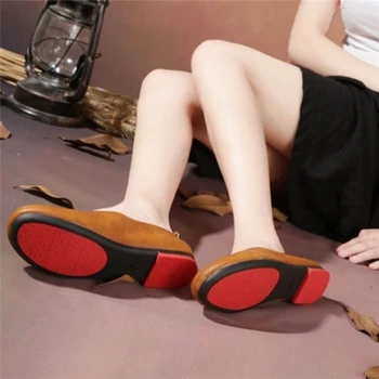 Femei De Moda Confortabil Superficial Gura Pantofi Retro Literare Casual Pantofi Singur Fund Plat Cap Rotund Fund Moale Pantofi De Cauciuc