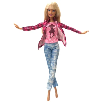 NK 2020 cele mai Noi Haine Papusa 5 Buc/Set Papusa T-shirt și Pantaloni de Moda de Uzura de zi cu Zi Pentru Barbie Papusa Accesorii Fierbinte de Vânzare Rochii 02
