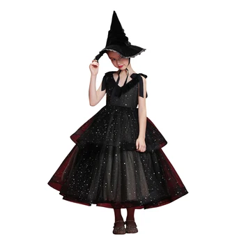Halloween rochie lungă neagră vârsta de 3 - 14 ani fete adolescente 2021 noi de vara copii haine de absolvire, rochii de bal rochii copii