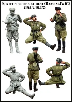 1/35, soldații Sovietici în repaus (1943-1945), Rasina Model Soldat GK, al doilea Război Mondial temă militară, Neasamblate și nevopsite kit