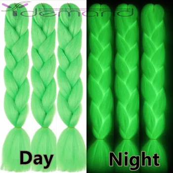 Y Sintetice Cererii Jum bo-Panglica Verde Neon Stralucitoare de Păr 60CM Împletitură de Fire de par Păr Strălucitor în Întuneric Temperatură Ridicată de Fibre