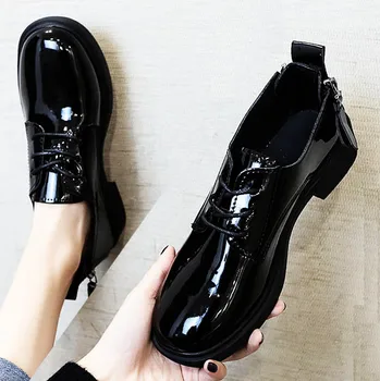 LIHUAMAO pantofi de piele de brevet femei balerini pantofi de Confort casual cu fermoar derby rochie pantofi oxford sneaker birou doamnă pantofi oxford