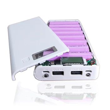Dual USB 8*18650 Baterie Suport Power Bank Baterie Cutie Încărcător de Telefon Mobil DIY Caz Coajă Cu Cantitatea de afișare Pentru Xiaomi