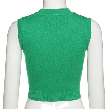 V-neck fără Mâneci Vestă Check Slim pentru Femei Vesta Fashion Street Pulover Gri Pulover Verde se Încadrează În 2020 Haine de Iarna Femei