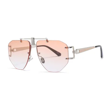 Fără ramă de ochelari de Soare Barbati Nuante Rame Supradimensionate oculos de sol Neregulate Aliaj Unic de Femei UV400 Ochelari