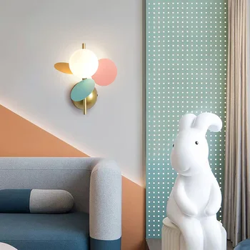 Artpad Led-Lumina de Interior Forma de Floare Lămpi de Perete din Metal Modern Sconces Perete cu Abajur de Sticla pentru camera copiilor Decor Dormitor