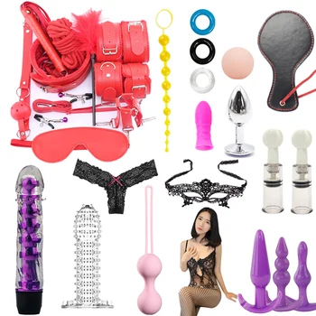 30pcs Nylon & Piele Erotic Cătușe Set Jucării Sexuale Pentru Femei dominare sexuala Sclavie Sex Masca vibrator Anal Dildo Vibrator Adulti Jucarii