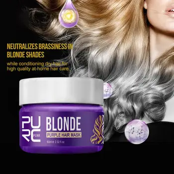 1/2 buc Violet 60ml de Păr Mască de Păr Toner Elimină Galben Stare Uscat Parul Deteriorat Masca de Par Pentru Par Blond Cenușă & Platinum Păr