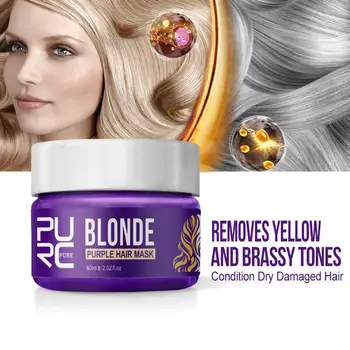 1/2 buc Violet 60ml de Păr Mască de Păr Toner Elimină Galben Stare Uscat Parul Deteriorat Masca de Par Pentru Par Blond Cenușă & Platinum Păr