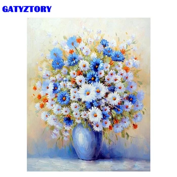 GATYZTORY Cadru de Flori DIY Tablou De Numărul de Arta de Perete Moderne Panza Pictura Acrilic Vopsea De Numere Pentru Acasă Decoruri 40x50cm