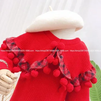2019-coreean de iarna noi fetele tricotate rochie pulover de Crăciun rochie de papusa papusa guler maree