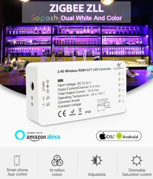 Wireless WiFi 2ID DC12-24V GLEDOPTO RGB+CCT Zigbee Smart LED Strip Controler Inteligent de a Lucra Acasă Pod Amazon Alexa Echo