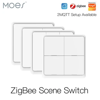 Moes 4 Gasca Tuya ZigBee Wireless 12 Scenă Comutator Buton Controler Baterie de Automatizare Scenariu pentru Tuya Dispozitive
