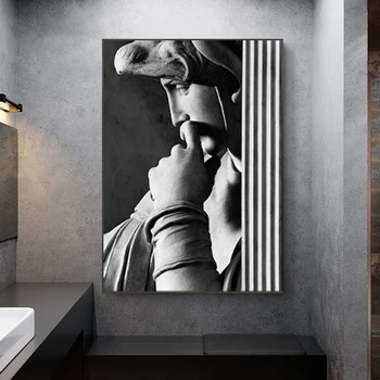 RELIABLI ARTĂ în Alb Și Negru Sculptura David Poze Panza Pictura Arta de Perete Pentru Living Modern Decor Acasă Portret Poster
