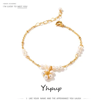 Yhpup Elegant, Rafinat Perle Naturale de Flori Strand Bratari de Cupru Lanț Declarație Palatul Bijuterii pentru Fete de sex Feminin Rochie de Petrecere