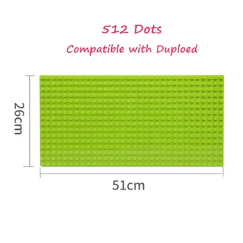 Duploed Placă de Bază Lepinblocks 32*16Dots 51*25cm placa de bază DIY Blocuri Accesoriu Compatibil Duploes pentru Copii