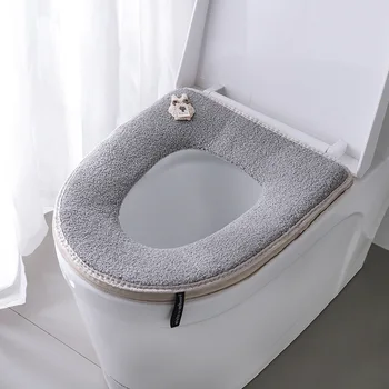 Scaun de toaletă drăguț Ursuleț de catifea capac scaun de toaletă de iarna cu fermoar tip de scaun de toaletă cald garnitura capacului