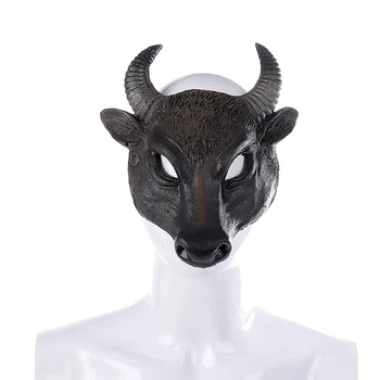 24*26cm Halloween Realist Negru cu Cap de Taur Jumătatea Superioară Masca Horror Animale Cosplay Masca Petrecere de Halloween Masca Accesorii