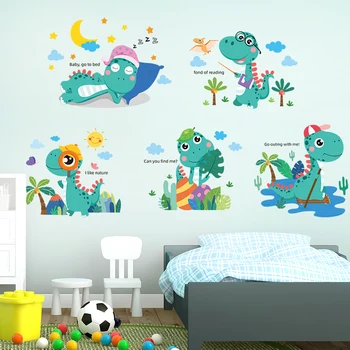 [SHIJUEHEZI] Desene animate Dinosaur Animale Autocolante de Perete DIY Stele Luna Decalcomanii de Perete pentru Camera Copii Copil Dormitor Decor Acasă