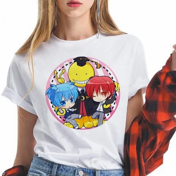 Harajuku Drăguț Imprimate Clasă Asasinat Tema T-shirt Femei Primavara-Vara Streetwear tricou haine japoneze kawaii