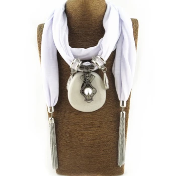 Femei Doamnelor Etnice Iarna Tassle Eșarfă cu Piatră pandantiv Lanț Fringe Scarf de Bijuterii Accesorii colier Esarfa Moale