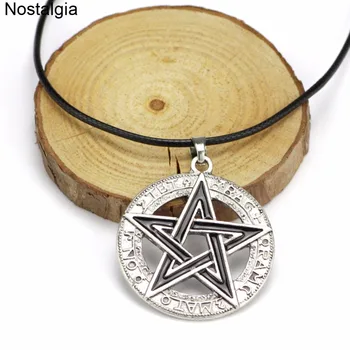 Nostalgia Wicca Pentagrama Pentagrama Pandantiv Supranaturale Amuleta Wicca Negru Frânghie Lanț Colier Vrăjitorie Bijuterii