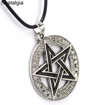 Nostalgia Wicca Pentagrama Pentagrama Pandantiv Supranaturale Amuleta Wicca Negru Frânghie Lanț Colier Vrăjitorie Bijuterii