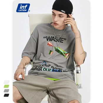 INFLAȚIA Mens Supradimensionate Teuri Streetwear Moda de Vara Reciclare Tema Grafic de Bumbac T-shirt cu Maneci Scurte Adolescenti Topuri 1560S21