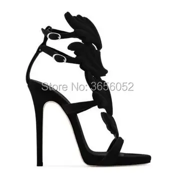 Qianruiti Vară Crudă Oglindă Frunze Sandalias Aripi Glezna Bretele Platforma Pantofi Femei Cu Toc Stiletto Sandale Gladiator