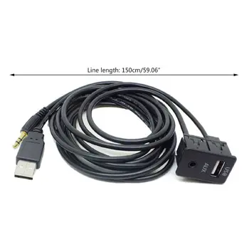 1,5 M de Bord Masina Flush Mount Port USB pe Panoul de 3,5 mm AUX Cablu de Extensie USB Adaptor