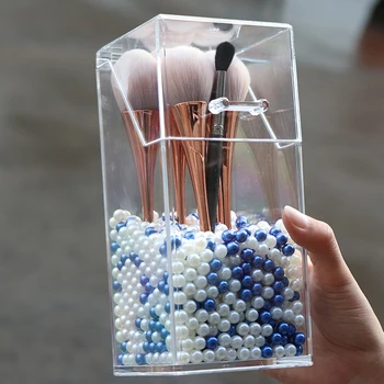 Acrilic Clar Machiaj Perie cutie de Depozitare cu capac de Plastic organizator Machiaj Cosmetice instrument de ruj Titularul Praf Cutie de Depozitare