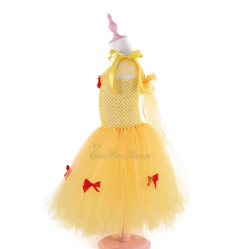 Belle Costum Cosplay Anime Frumusețe și ia Rochie pentru Copii Rochie de Copil Galben Belle Printesa Rochie de Seara Lungi Rochie Fete