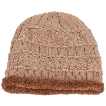 Iarna noi tricotate pălării pentru bărbați plus catifea îngroșare în aer liber cald și confortabil sepci unisex din piele eticheta chelioși beanie de sex masculin