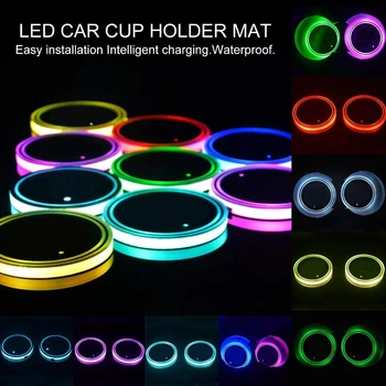 LED Universal Car Holder RGB Lumina Mat Pad Bea Coaster Interior Decor Alb Verde Roșu Culoare Styling Auto Accesorii