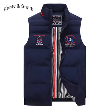 Kenty & Shark Brand pentru Bărbați Jachete fără Mâneci Bumbac Gros Linie Vesta Geaca Haina de Moda Casual, Talie haina de Dimensiuni Mari 3XL 4XL
