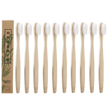 50 bucăți de Bambus Naturale Periuta de dinti din Lemn de Periuțe de dinți cu Peri Moi Capitellum Fibre-a spalat pe Dinti Eco-Friendly, Îngrijire Orală en-gros