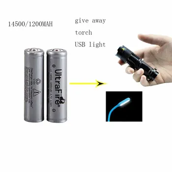 Acumulator 14500 3.7 V 1200mAh baterie Reîncărcabilă Litiu Baterii Cu ProtectionLuz lanterna USB lectură lumină albă, lumină de noapte (2 BUC)