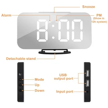 USB Digital Ceas cu Alarmă Student Ceas Oglinda HD LED Display Amânare Electronice Copii Ceas de Lumină Senzor de Birou Ceas de Masa